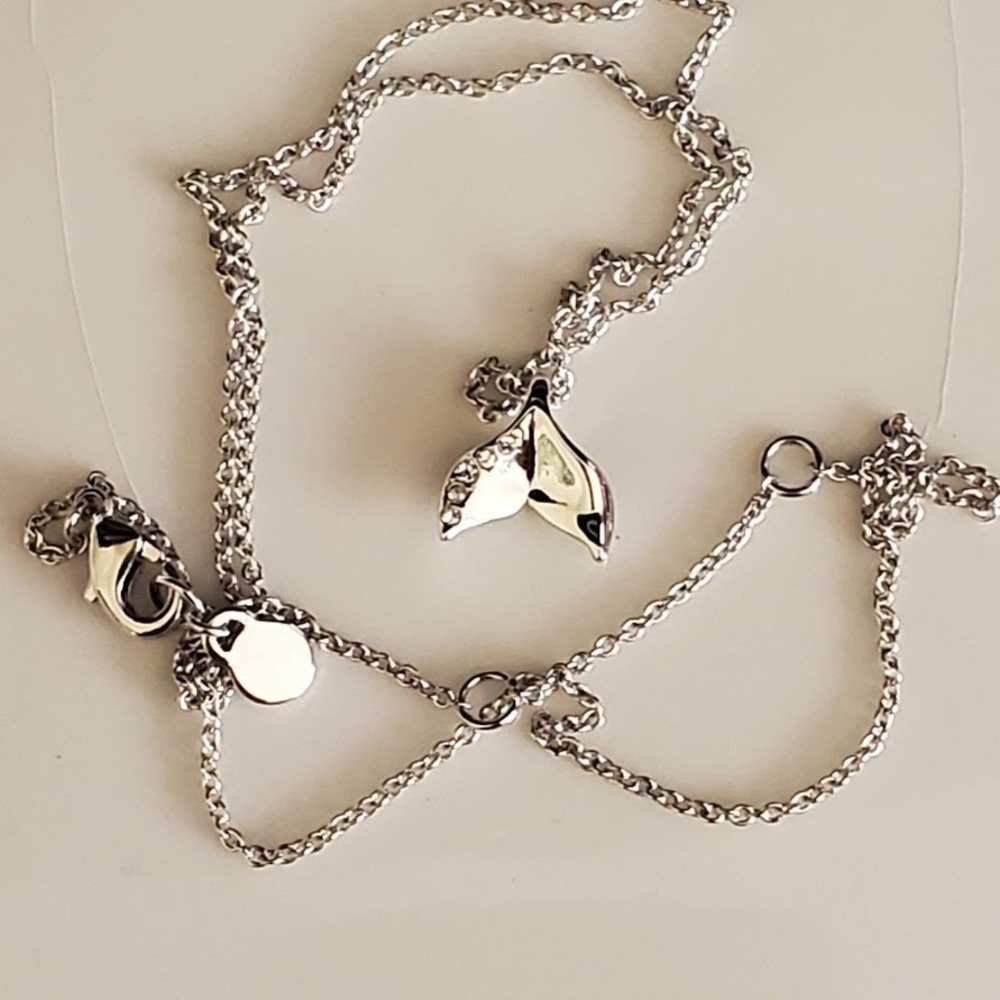 Spartina 449 Sea La Vie Necklace Mermaid Tail Silver Plated Crystal Accents - Picture 6 of 6